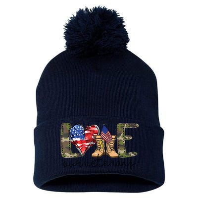 Love Our Veterans Pom Pom 12in Knit Beanie