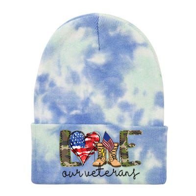 Love Our Veterans Tie Dye 12in Knit Beanie