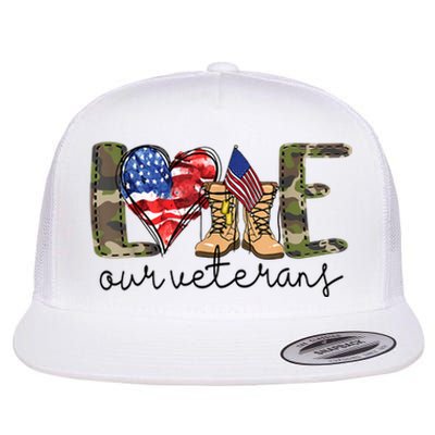 Love Our Veterans Flat Bill Trucker Hat