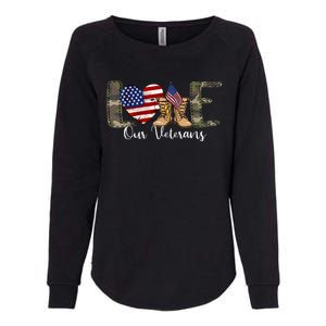 Love Our Veterans Day Proud Military American Flag Womens California Wash Sweatshirt