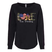 Love Our Veterans Day Proud Military American Flag Womens California Wash Sweatshirt