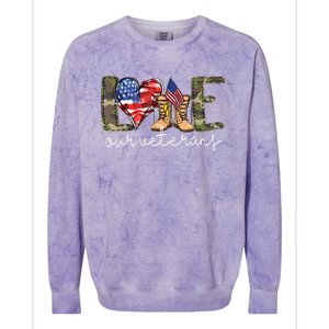 Love Our Veterans Us Military Gifts Veterans Day Colorblast Crewneck Sweatshirt