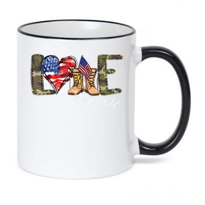 Love Our Veterans Us Military Gifts Veterans Day 11oz Black Color Changing Mug