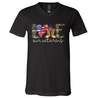 Love Our Veterans Us Military Gifts Veterans Day V-Neck T-Shirt