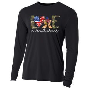 Love Our Veterans Us Military Gifts Veterans Day Cooling Performance Long Sleeve Crew