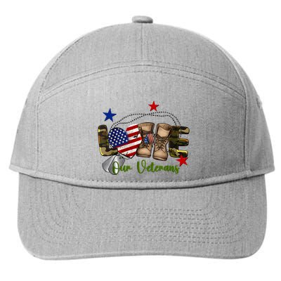 Love Our Veterans Day Proud Military American Flag 7-Panel Snapback Hat