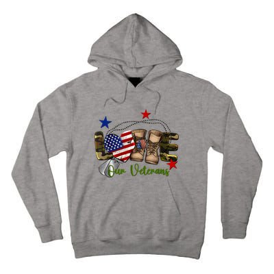 Love Our Veterans Day Proud Military American Flag Tall Hoodie