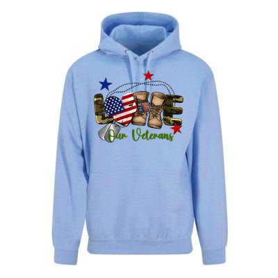 Love Our Veterans Day Proud Military American Flag Unisex Surf Hoodie