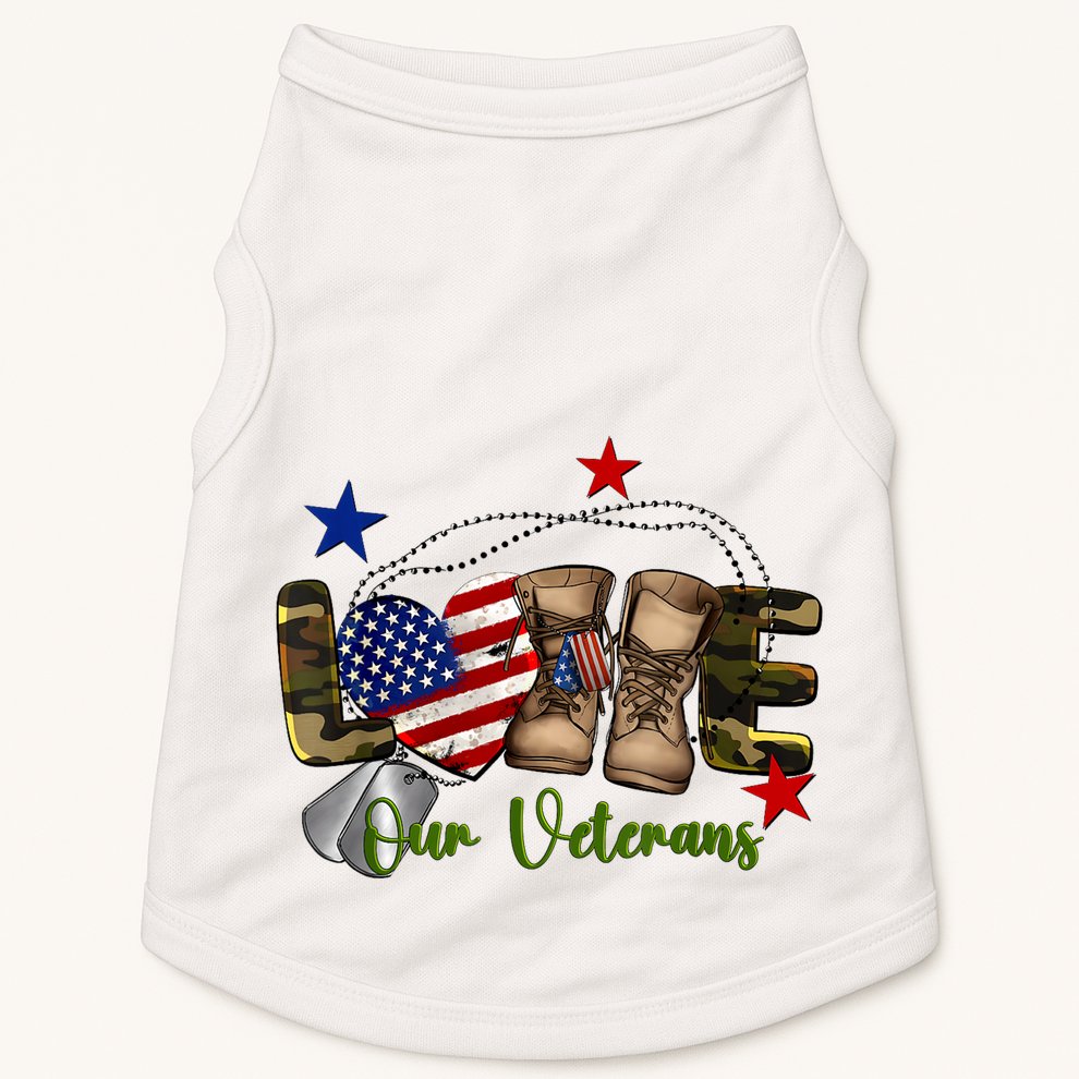 Love Our Veterans Day Proud Military American Flag Doggie Tank