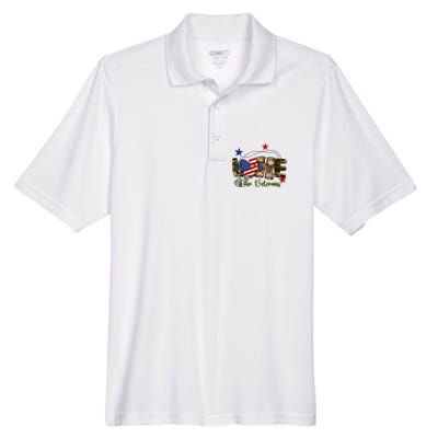 Love Our Veterans Day Proud Military American Flag Men's Origin Performance Piqué Polo