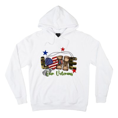 Love Our Veterans Day Proud Military American Flag Hoodie