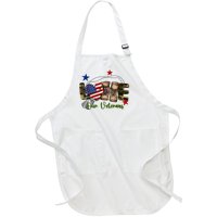 Love Our Veterans Day Proud Military American Flag Full-Length Apron With Pockets