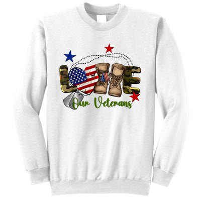 Love Our Veterans Day Proud Military American Flag Sweatshirt