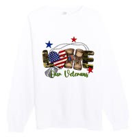 Love Our Veterans Day Proud Military American Flag Premium Crewneck Sweatshirt