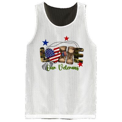 Love Our Veterans Day Proud Military American Flag Mesh Reversible Basketball Jersey Tank