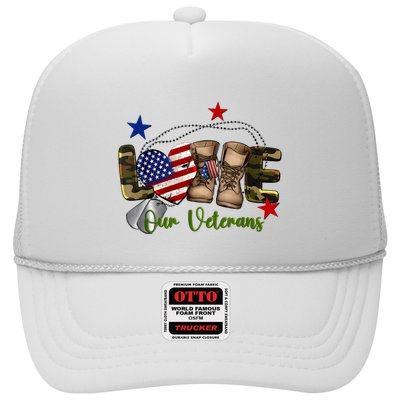 Love Our Veterans Day Proud Military American Flag Trucker Hat