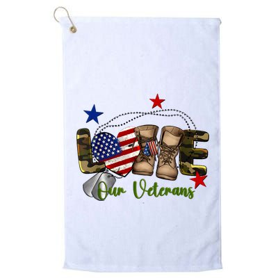 Love Our Veterans Day Proud Military American Flag Golf Towel