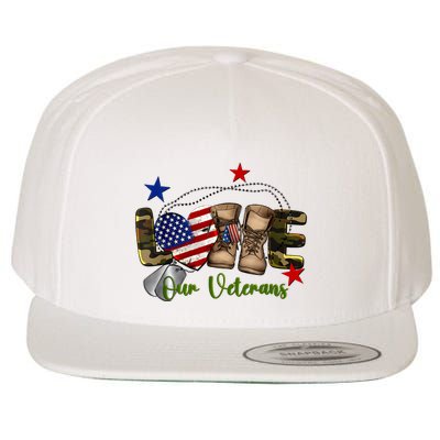 Love Our Veterans Day Proud Military American Flag Wool Snapback Cap