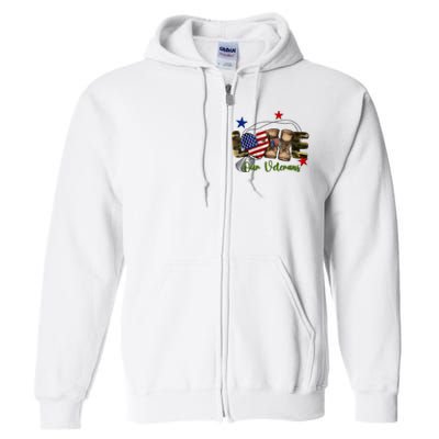 Love Our Veterans Day Proud Military American Flag Full Zip Hoodie