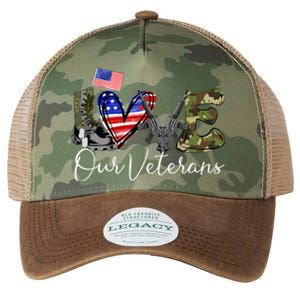 Love Our Veterans US Military Gifts Veterans Days Wo Legacy Tie Dye Trucker Hat