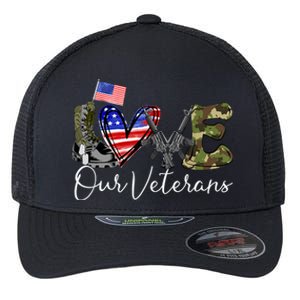 Love Our Veterans US Military Gifts Veterans Days Wo Flexfit Unipanel Trucker Cap