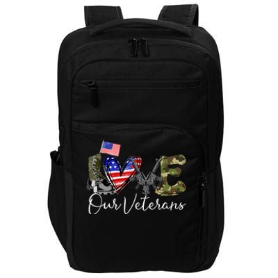 Love Our Veterans US Military Gifts Veterans Days Wo Impact Tech Backpack