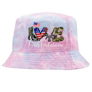 Love Our Veterans US Military Gifts Veterans Days Wo Tie-Dyed Bucket Hat