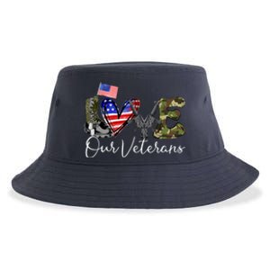 Love Our Veterans US Military Gifts Veterans Days Wo Sustainable Bucket Hat