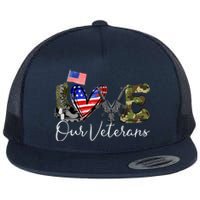 Love Our Veterans US Military Gifts Veterans Days Wo Flat Bill Trucker Hat