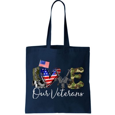 Love Our Veterans US Military Gifts Veterans Days Wo Tote Bag