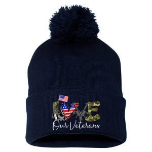 Love Our Veterans US Military Gifts Veterans Days Wo Pom Pom 12in Knit Beanie