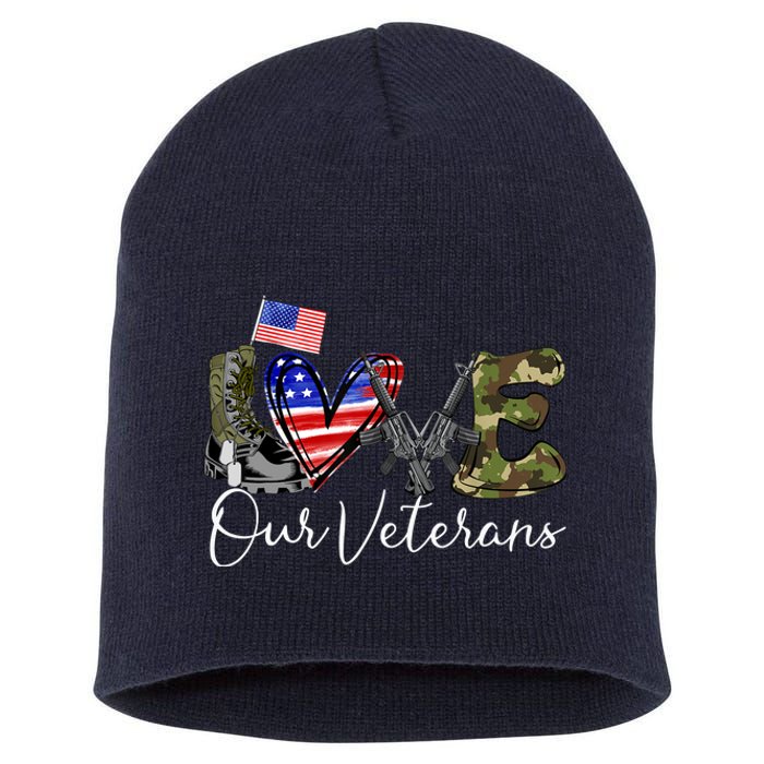 Love Our Veterans US Military Gifts Veterans Days Wo Short Acrylic Beanie