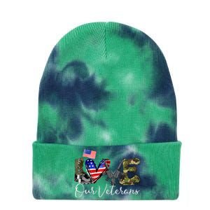 Love Our Veterans US Military Gifts Veterans Days Wo Tie Dye 12in Knit Beanie