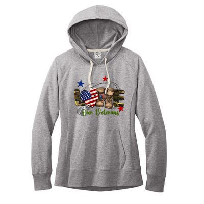 Love Our Veterans Day Proud Military American Flag Women's Fleece Hoodie