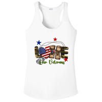 Love Our Veterans Day Proud Military American Flag Ladies PosiCharge Competitor Racerback Tank