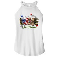 Love Our Veterans Day Proud Military American Flag Women's Perfect Tri Rocker Tank