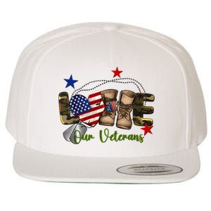 Love Our Veterans Day Proud Military American Flag Wool Snapback Cap