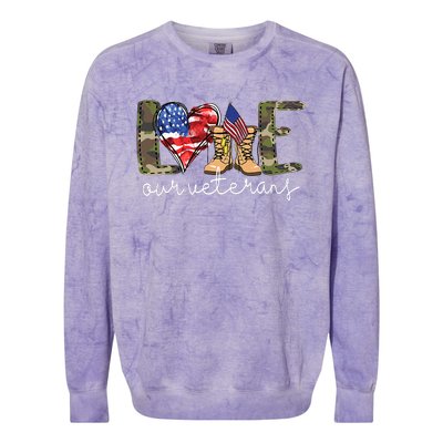 Love Our Veterans Us Military Gifts Veterans Day Colorblast Crewneck Sweatshirt