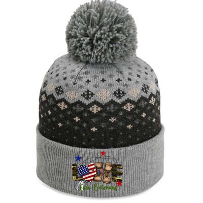 Love Our Veterans Day Proud Military American Flag Gift The Baniff Cuffed Pom Beanie