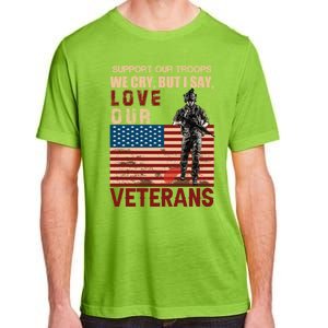 Love Our Veterans Retired Soldier U S Flag Gift Adult ChromaSoft Performance T-Shirt