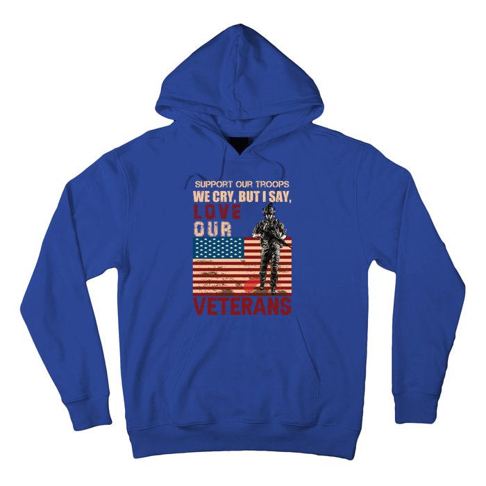 Love Our Veterans Retired Soldier U S Flag Gift Hoodie