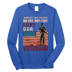 Love Our Veterans Retired Soldier U S Flag Gift Long Sleeve Shirt