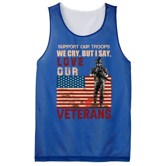 Love Our Veterans Retired Soldier U S Flag Gift Mesh Reversible Basketball Jersey Tank