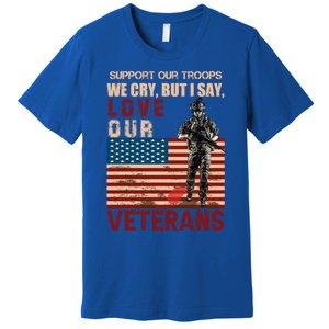 Love Our Veterans Retired Soldier U S Flag Gift Premium T-Shirt