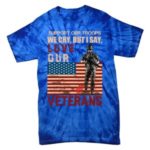 Love Our Veterans Retired Soldier U S Flag Gift Tie-Dye T-Shirt