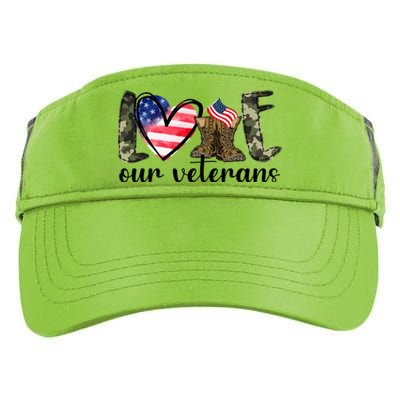 Love Our Veterans Gift American Flag Veterans Day Military Gift Adult Drive Performance Visor