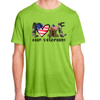 Love Our Veterans Gift American Flag Veterans Day Military Gift Adult ChromaSoft Performance T-Shirt