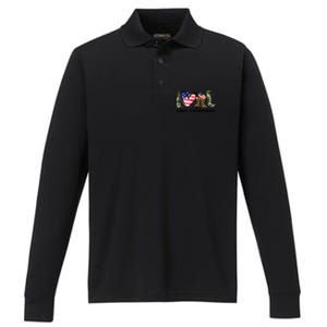 Love Our Veterans Gift American Flag Veterans Day Military Gift Performance Long Sleeve Polo