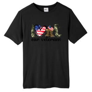 Love Our Veterans Gift American Flag Veterans Day Military Gift Tall Fusion ChromaSoft Performance T-Shirt