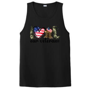 Love Our Veterans Gift American Flag Veterans Day Military Gift PosiCharge Competitor Tank